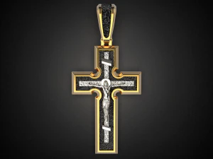 ciondolo da uomo croce con placcatura in rodio p5 modello di stampa 3d Modello di stampa 3D