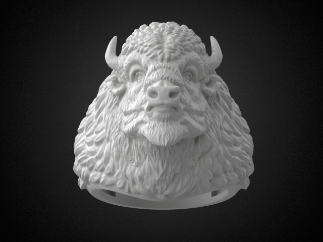 bison buffalo head sculpture ring 3d printable model r5 3d print model 3D Baskı Modeli .c4d .max .obj .3ds .fbx .stl .blend 