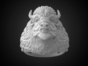 bison buffalo head sculpture ring 3d printable model r5 3d print model 3D प्रिंट मॉडल
