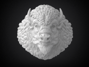 bison buffalo head sculpture ring 3d printable model r5 3d print model 3D Baskı Modeli