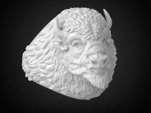bison buffalo head sculpture ring 3d printable model r5 3d print model 3D Baskı Modeli