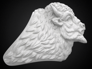 bison buffalo head sculpture ring 3d printable model r5 3d print model 3D Baskı Modeli