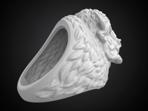 bison buffalo head sculpture ring 3d printable model r5 3d print model 3D Baskı Modeli