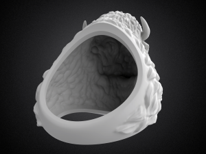 bison buffalo head sculpture ring 3d printable model r5 3d print model 3D Baskı Modeli