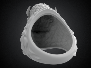 bison buffalo head sculpture ring 3d printable model r5 3d print model 3D Baskı Modeli