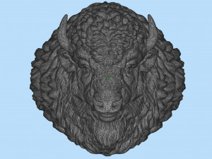 bison buffalo head sculpture ring 3d printable model r5 3d print model 3D Baskı Modeli