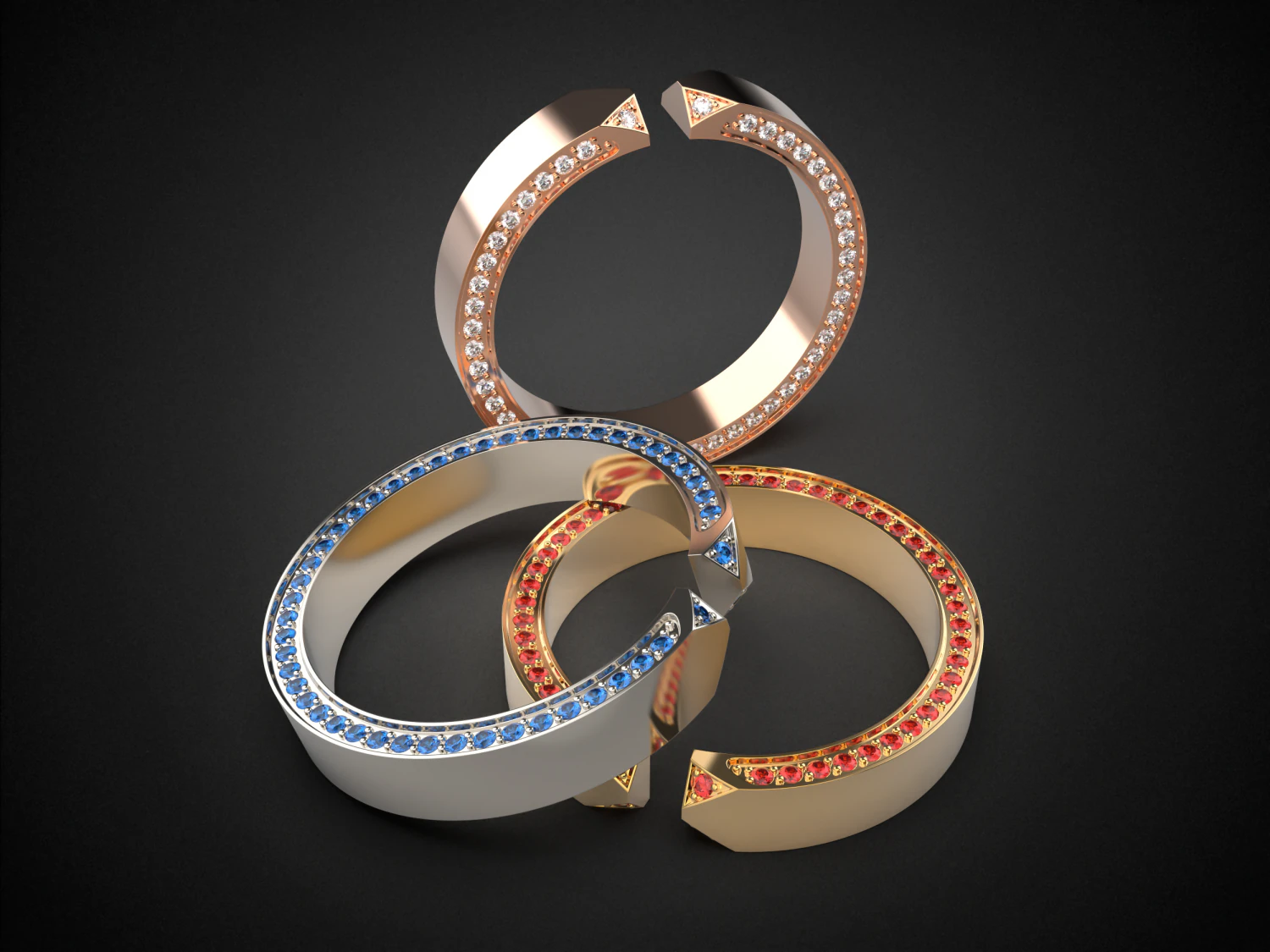wedding ring with different sizes r9 3d print model 3D Print Model .c4d .max .obj .3ds .fbx .stl .blend 