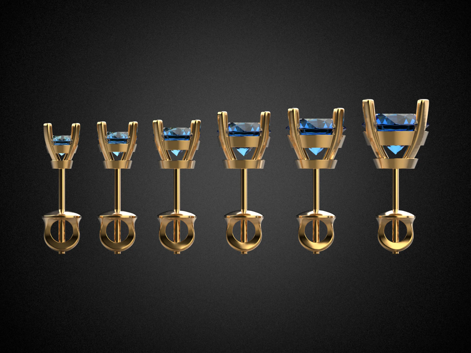 earrings studs gold e3 3d print model 3D Print Model .c4d .max .obj .3ds .fbx .stl .blend 