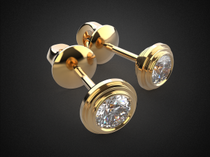 earrings studs gold e4 3d print model Modelo de Impressão 3D
