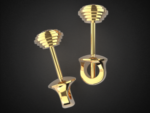 earrings studs gold e4 3d print model Modelo de impresión 3D