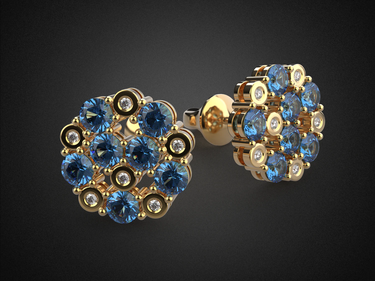earrings studs gold e5 3d print model 3D Print Model .c4d .max .obj .3ds .fbx .stl .blend 