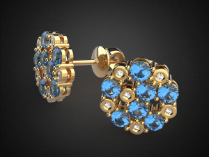 earrings studs gold e5 3d print model Modelo de Impressão 3D