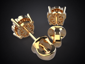 earrings studs gold e6 3d print model 3D Print Model