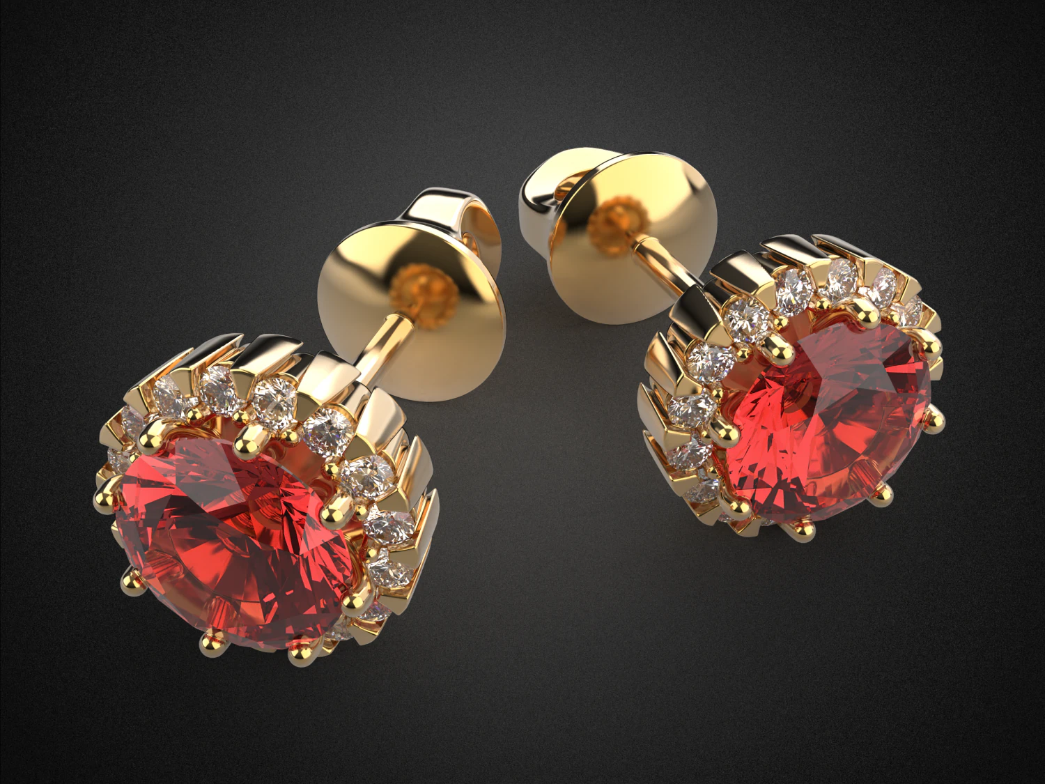 earrings studs gold e7 3d print model 3D Print Model .c4d .max .obj .3ds .fbx .stl .blend