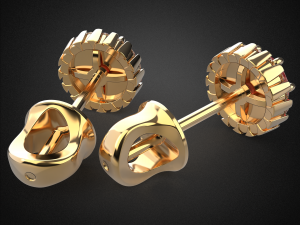 earrings studs gold e7 3d print model Modelo de Impressão 3D