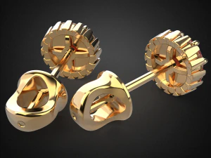 earrings studs gold e7 3d print model 3D Print Model