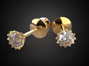 earrings studs gold e9 3d print model Modelo de Impressão 3D