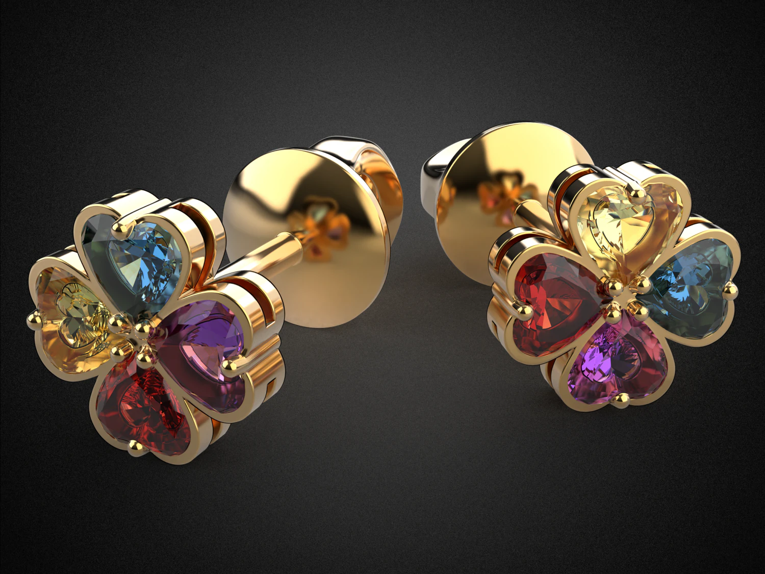 earrings studs gold e11 3d print model 3D Print Model .c4d .max .obj .3ds .fbx .stl .blend 