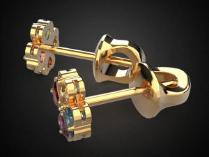 earrings studs gold e11 3d print model 3D प्रिंट मॉडल
