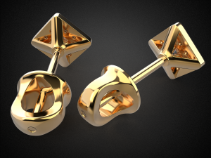 earrings studs gold e12 3d print model Modelo de impresión 3D