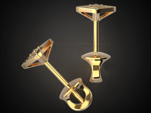 earrings studs gold e12 3d print model Modelo de impresión 3D