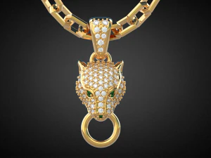 Panther-Edelstein-Anh&auml;nger p13 3D-Druckmodell 3D Druckmodell