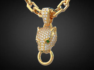 panther gemstone pendant p13 3d print model 3D Print Model