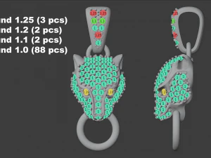 panther gemstone pendant p13 3d print model 3D Print Model