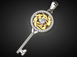 gemstone key pendant p15 3d print model Modèles 3D en vedette