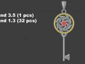 gemstone key pendant p15 3d print model 3D Print Model