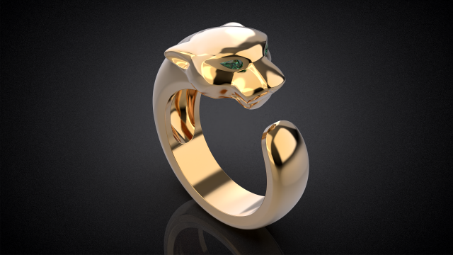 Panther gemstone ring R22 3D print model 3D-Druckmodell .c4d .max .obj .3ds .fbx .stl .blend 