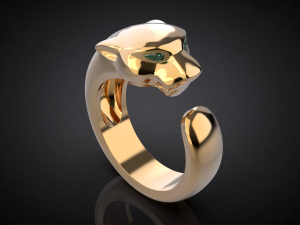 Panther gemstone ring R22 3D print model Modelo de Impressão 3D