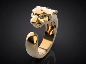 Panther gemstone ring R22 3D print model 3D-Druckmodell