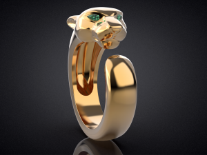 Panther gemstone ring R22 3D print model 3D-Druckmodell