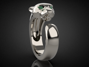 Panther gemstone ring R22 3D print model 3D-Druckmodell