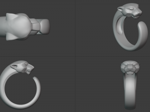 Panther gemstone ring R22 3D print model 3D-Druckmodell