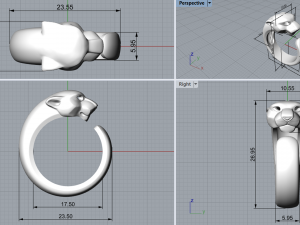 Panther gemstone ring R22 3D print model 3D-Druckmodell
