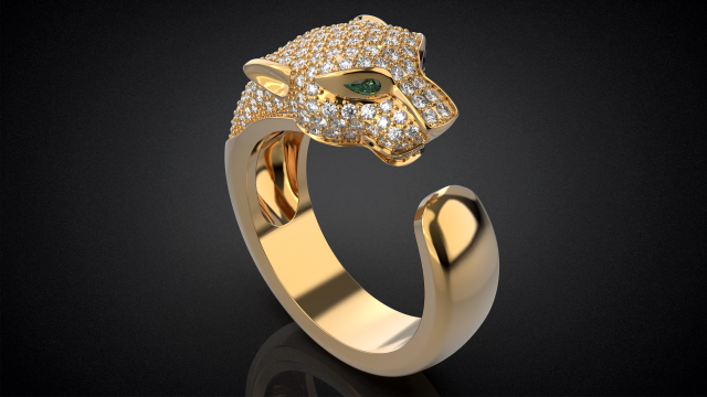 Panther gemstone ring R23 3D print model 3D Baskı Modeli .c4d .max .obj .3ds .fbx .stl .blend 