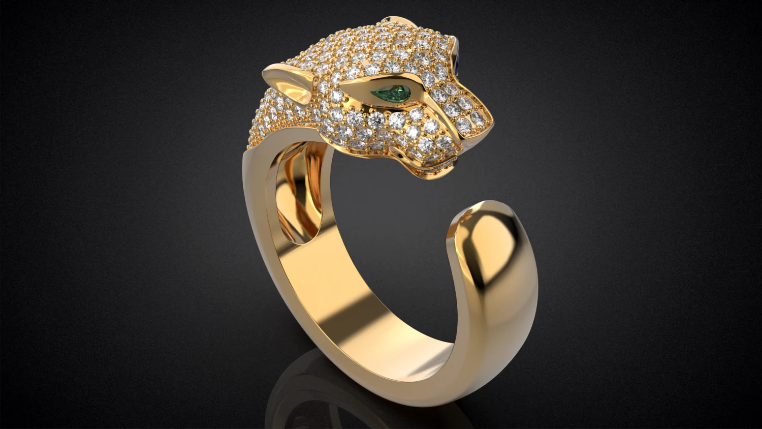 Panther gemstone ring R23 3D print model 3D Print Model .c4d .max .obj .3ds .fbx .stl .blend 