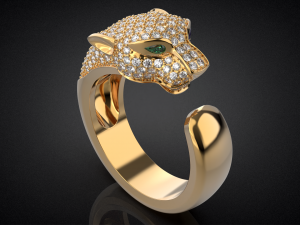 Panther gemstone ring R23 3D print model Modelo de Impressão 3D