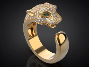 Anello con pietra preziosa pantera R23 modello di stampa 3D Modello di stampa 3D
