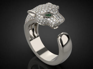 Panther gemstone ring R23 3D print model 3D Baskı Modeli