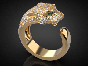 Panther gemstone ring R23 3D print model 3D Baskı Modeli
