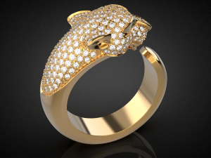 Panther gemstone ring R23 3D print model 3D Baskı Modeli