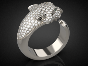 Panther gemstone ring R23 3D print model 3D Baskı Modeli