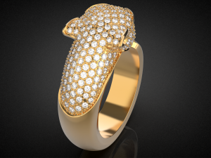 Panther gemstone ring R23 3D print model 3D Baskı Modeli