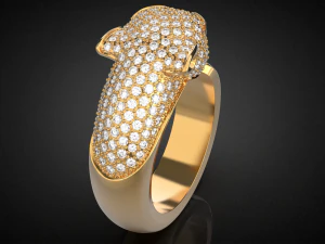 Panther gemstone ring R23 3D print model 3D Print Model