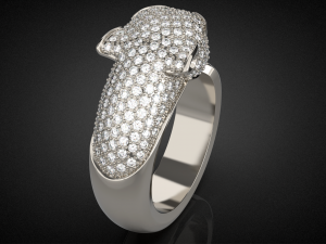 Panther gemstone ring R23 3D print model 3D Baskı Modeli