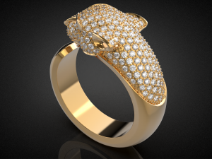 Panther gemstone ring R23 3D print model 3D Baskı Modeli