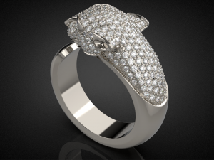Panther gemstone ring R23 3D print model 3D Baskı Modeli